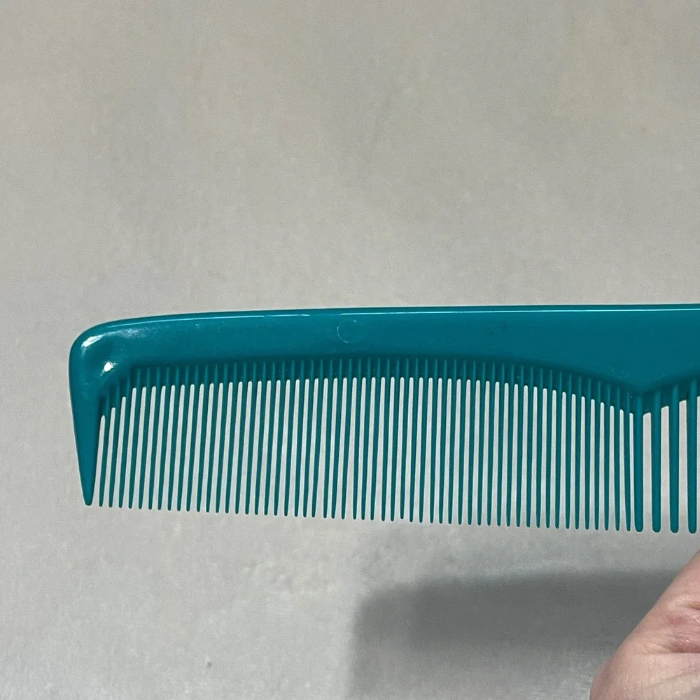 Vintage Green Teal Plastic Hair‎ Comb USA Wide Purse Pocket Unbreakable USED